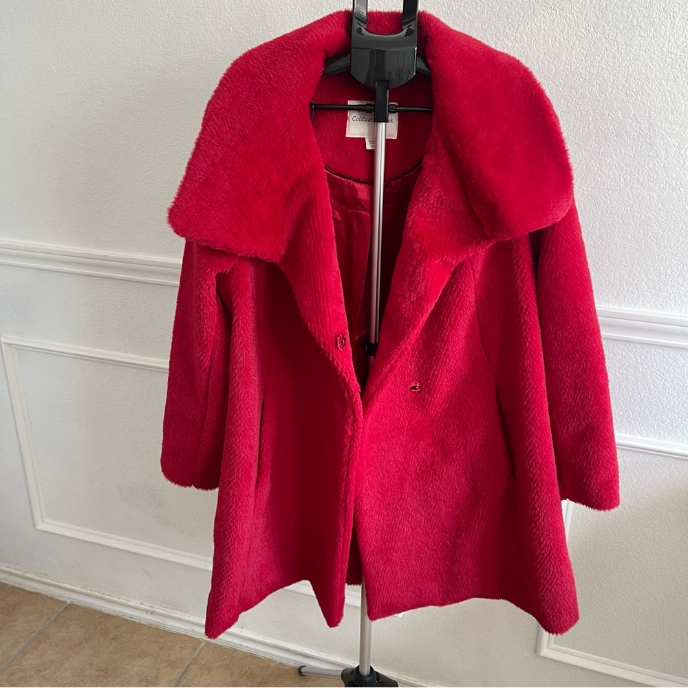 Coldwater Creek Vibrant Red Teddy Faux Fur Jacket - Picture 6 of 11